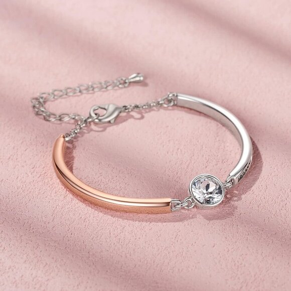 🆕Women's Rose Gold 18K Plated Adjustable Charm Bracelet with Cubic Zirconia - Picture 7 of 7